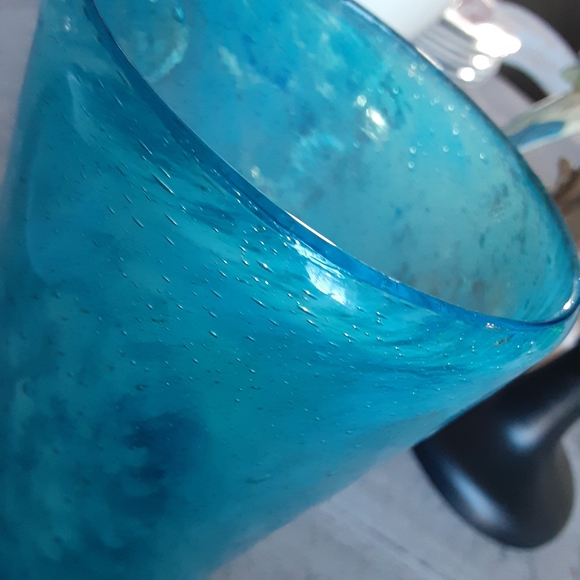 Blown, Addled, Mottled Blue Drinking Glass - Picture 2 of 6